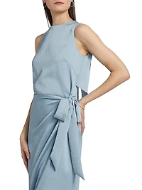 Tulip Hem Hammered Satin Midi-Dress