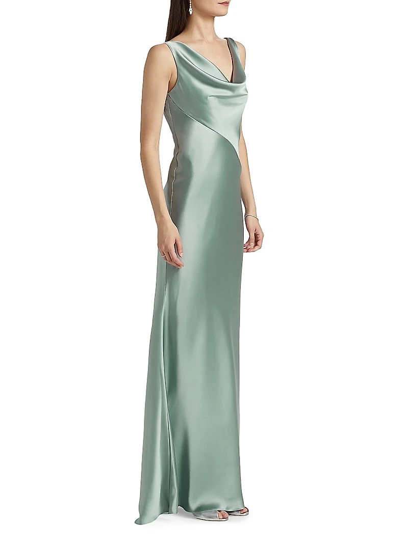Satin Cowlneck Gown