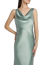 Satin Cowlneck Gown