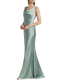 Satin Cowlneck Gown
