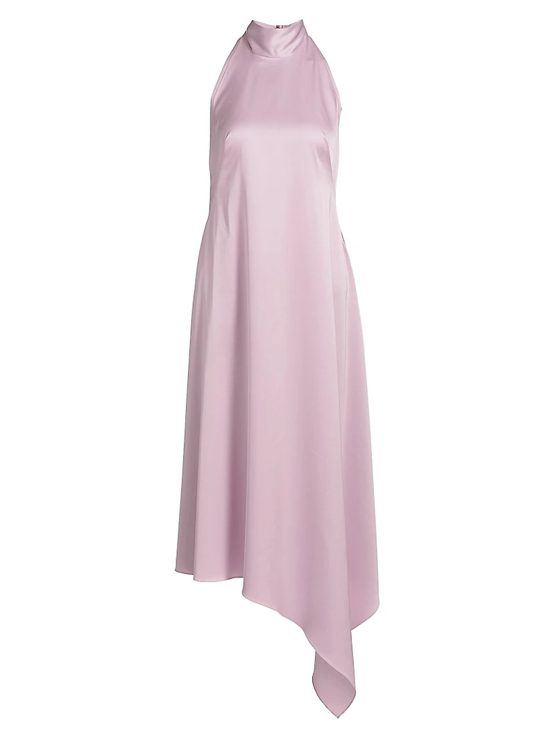 Satin High-Neck Midi-Dress