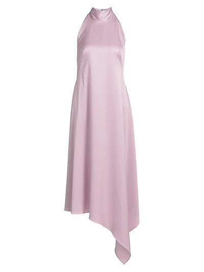Satin High-Neck Midi-Dress