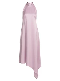 Satin High-Neck Midi-Dress