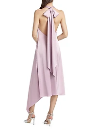Satin High-Neck Midi-Dress