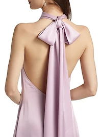 Satin High-Neck Midi-Dress