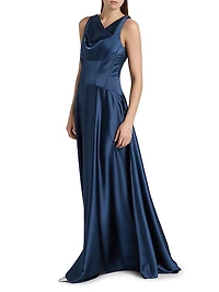 Satin Cowl Neck Gown