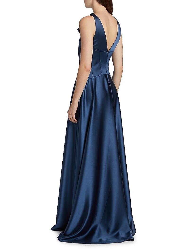 Satin Cowl Neck Gown