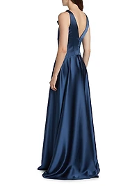 Satin Cowl Neck Gown