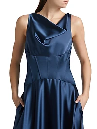 Satin Cowl Neck Gown
