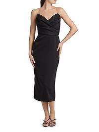 Crepe Strapless Midi-Dress