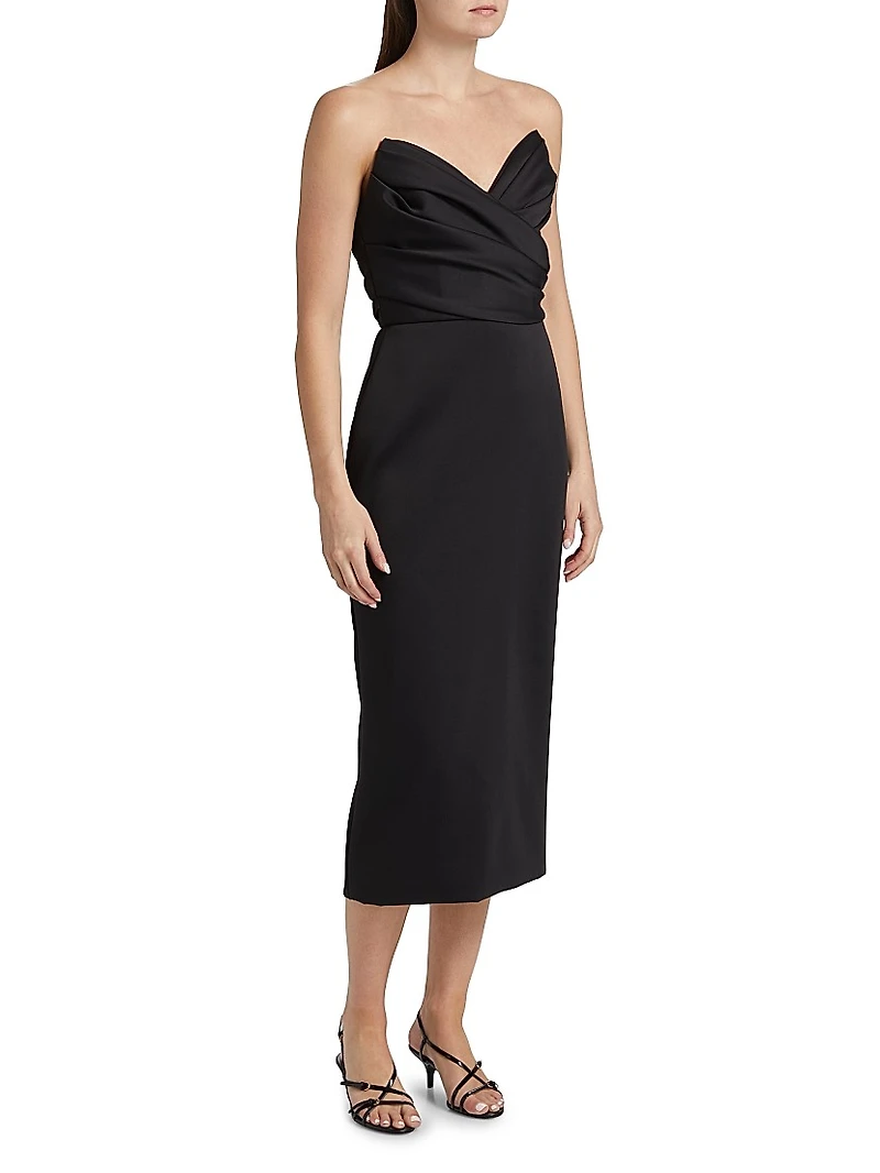 Crepe Strapless Midi-Dress
