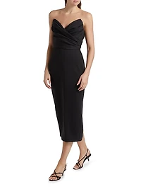 Crepe Strapless Midi-Dress