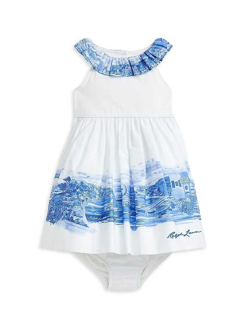 Baby Girl's Watercolor Paint Dress & Bloomers Set