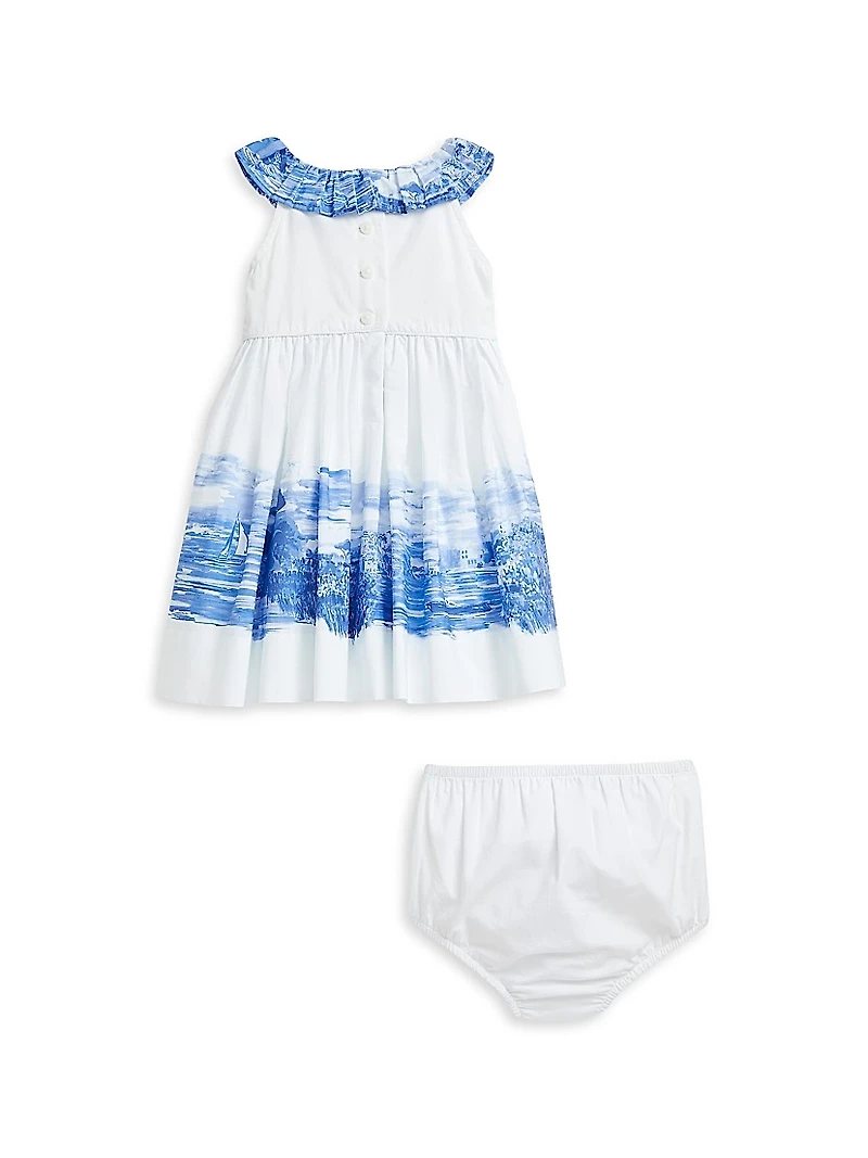 Baby Girl's Watercolor Paint Dress & Bloomers Set