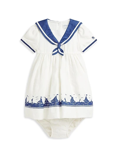 Baby Girl's Linen Sailor Dress & Bloomers Set