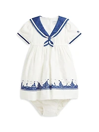 Baby Girl's Linen Sailor Dress & Bloomers Set