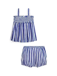 Baby Girl's Striped Cotton Poplin Tank Top & Shorts Set