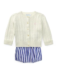 Baby Girl's Striped Cotton Poplin Tank Top & Shorts Set