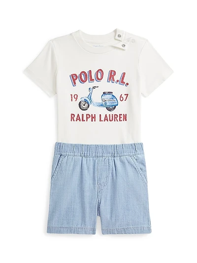 Baby Boy's Cotton T-Shirt & Shorts Set