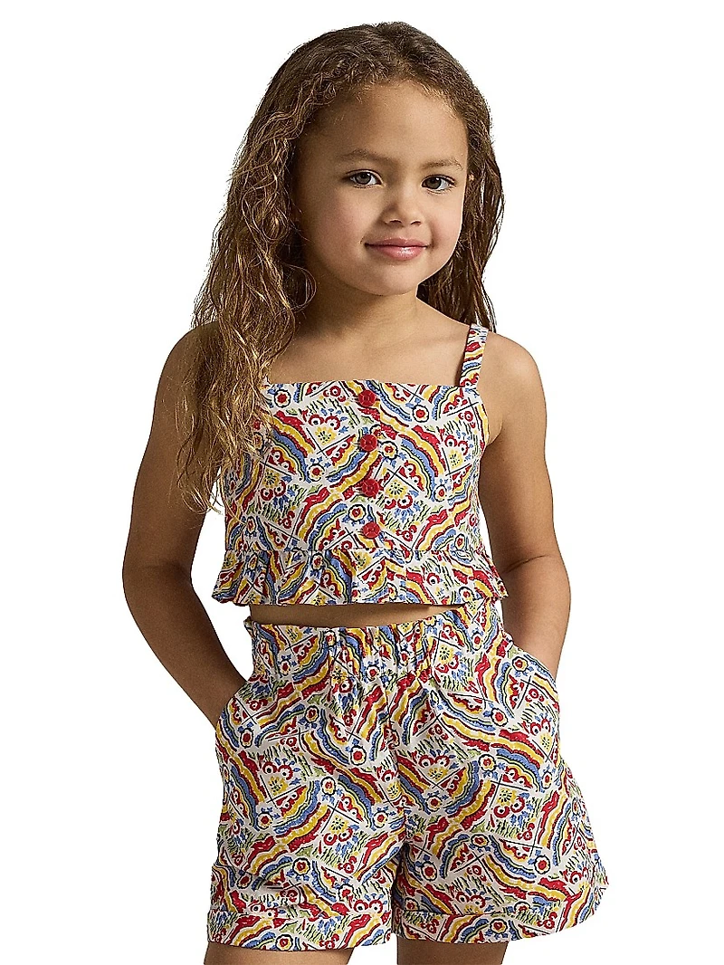 Little Girl's Printed Top & Shorts Set