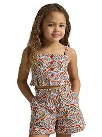 Little Girl's Printed Top & Shorts Set