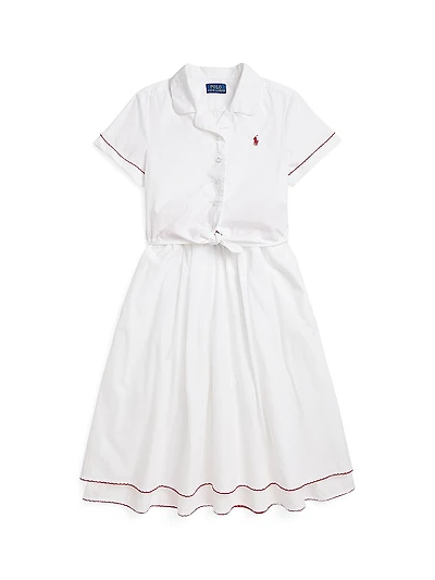 Girl's Cotton Poplin Shirt & Skirt Set