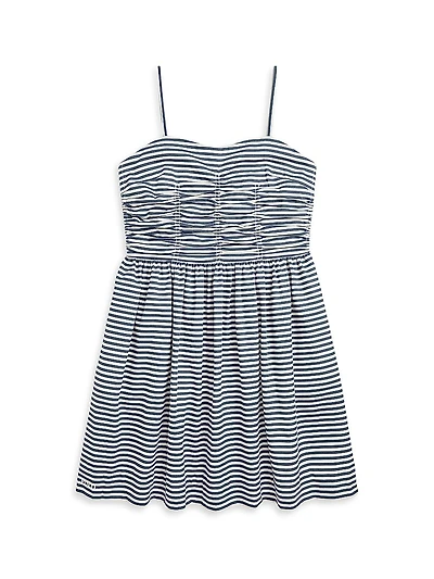 Girl's Striped Cotton Sleeveless Dress