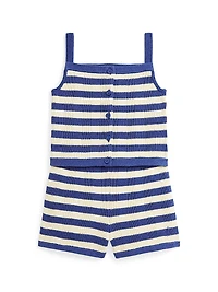 Little Girl's & Knit Striped Top Shorts Set