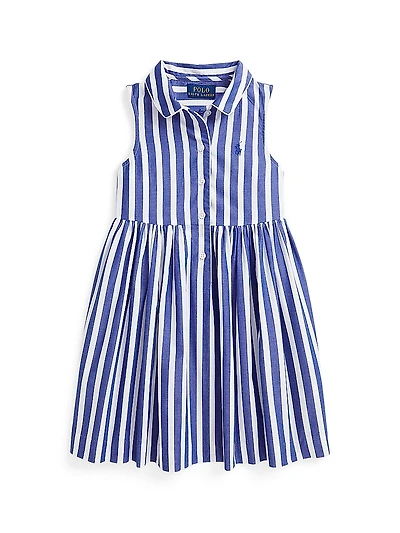 Little Girl's & Striped Cotton Poplin Dress