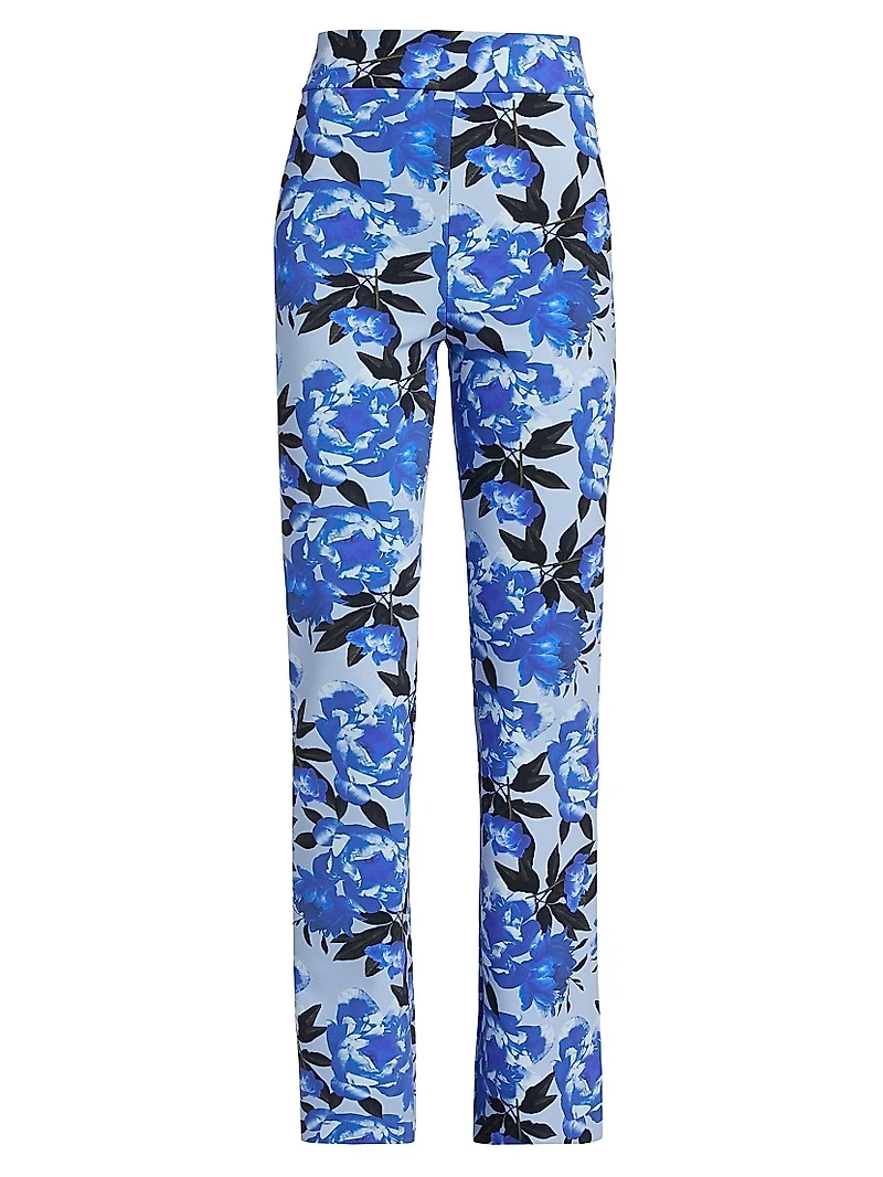 Venusette Floral Jersey High-Waisted Flared Pants