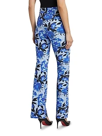 Venusette Floral Jersey High-Waisted Flared Pants