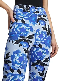 Venusette Floral Jersey High-Waisted Flared Pants
