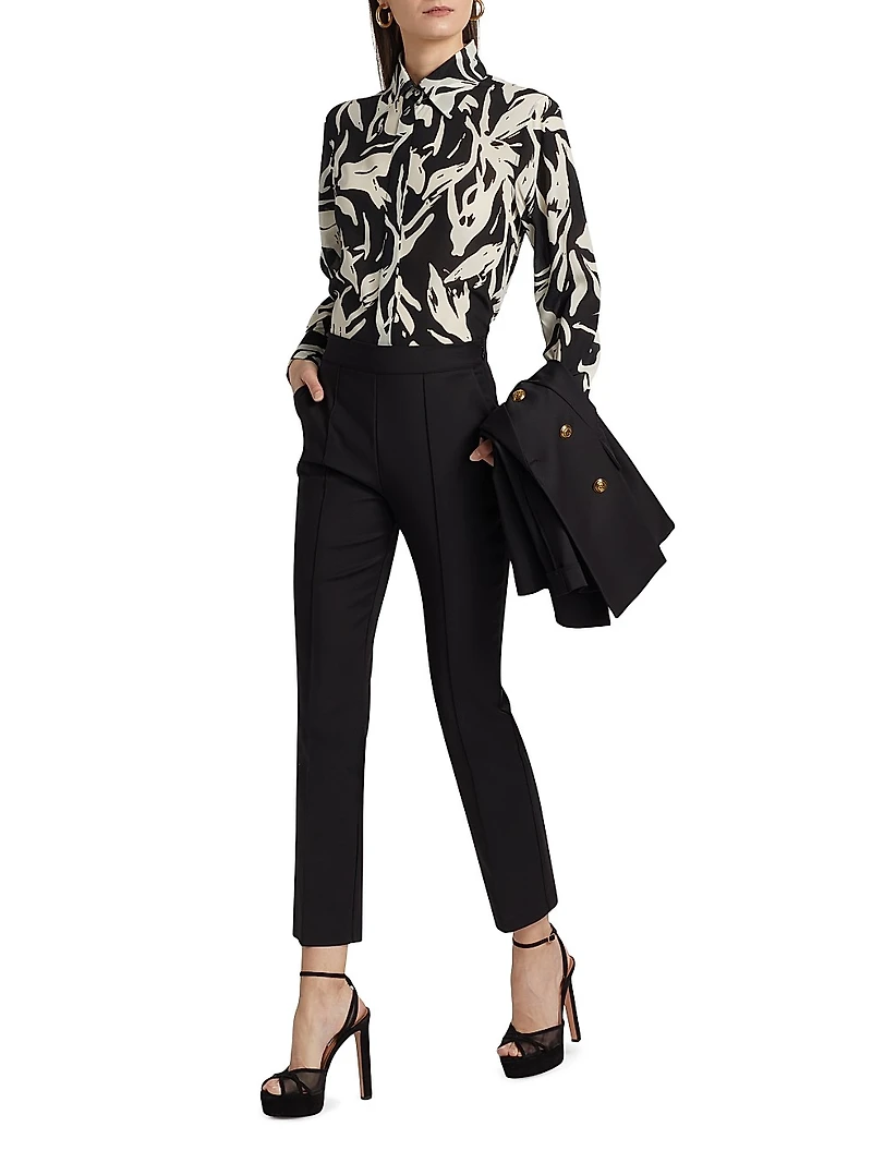 Mirjam Printed Silk Long-Sleeve Top