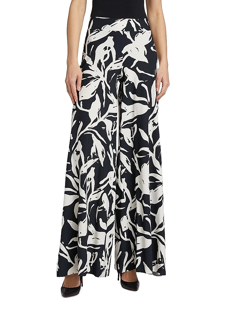 Skyla Printed Jersey Wide-Leg Pants