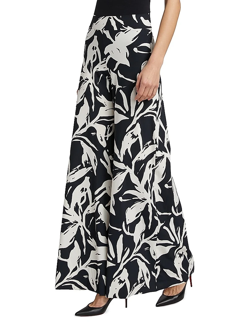 Skyla Printed Jersey Wide-Leg Pants