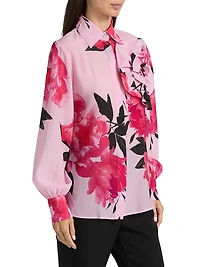Maja Floral Sheer Georgette Long-Sleeve Top