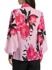 Maja Floral Sheer Georgette Long-Sleeve Top