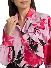 Maja Floral Sheer Georgette Long-Sleeve Top