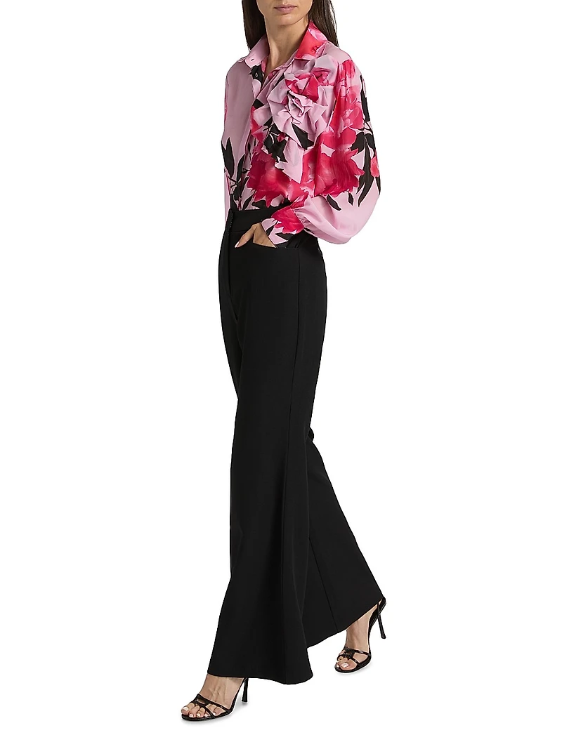 Maja Floral Sheer Georgette Long-Sleeve Top