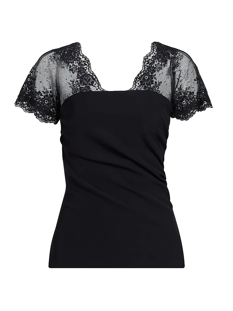 Geny Lace Flutter-Sleeve Top