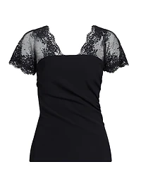 Geny Lace Flutter-Sleeve Top