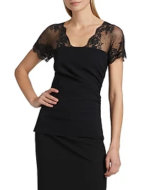 Geny Lace Flutter-Sleeve Top