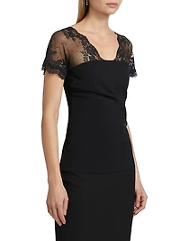 Geny Lace Flutter-Sleeve Top