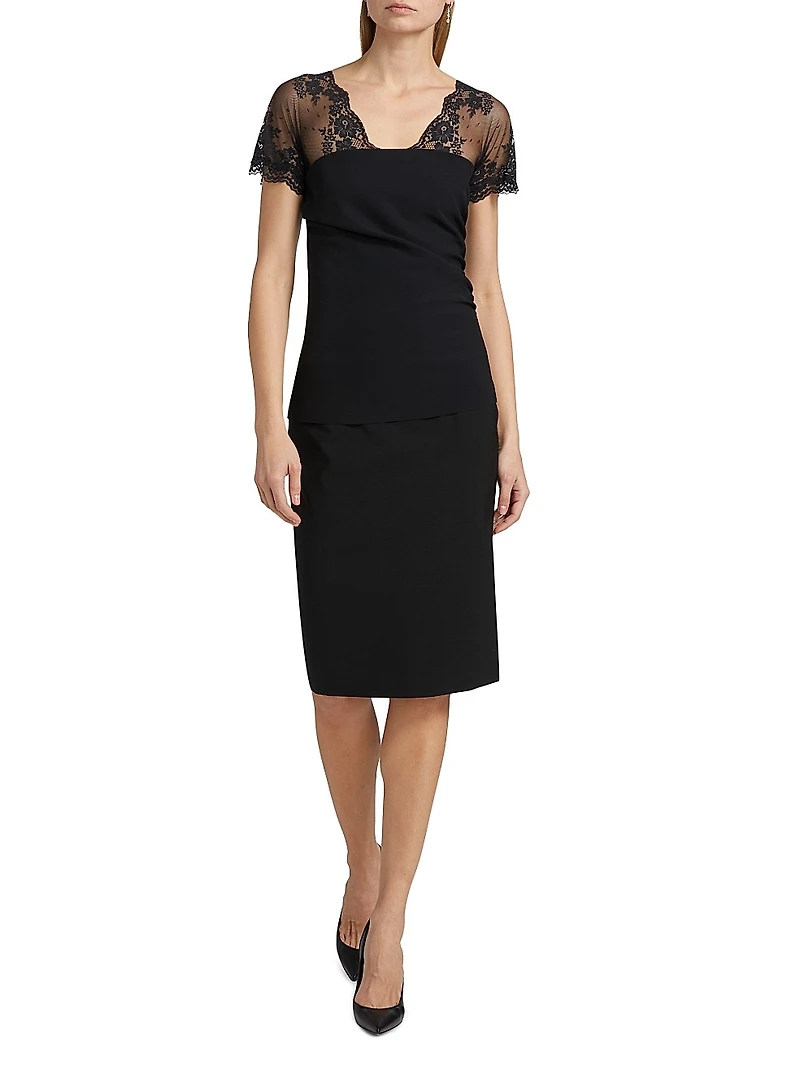 Geny Lace Flutter-Sleeve Top