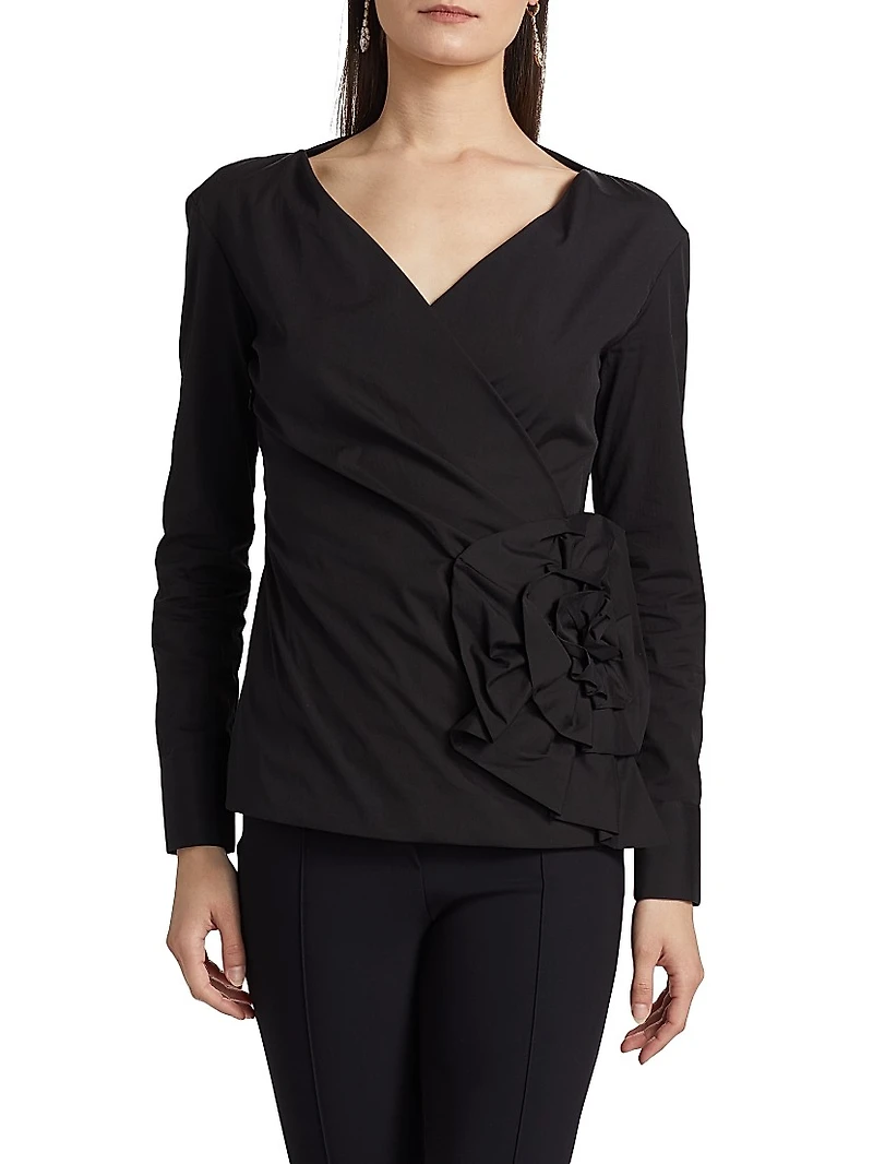 Eliman Rosette-Detailed Wrap-Style Top