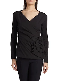 Eliman Rosette-Detailed Wrap-Style Top