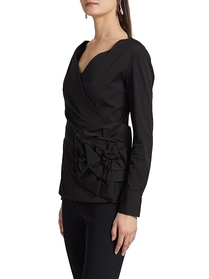 Eliman Rosette-Detailed Wrap-Style Top