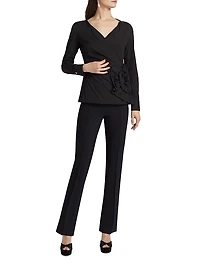 Eliman Rosette-Detailed Wrap-Style Top