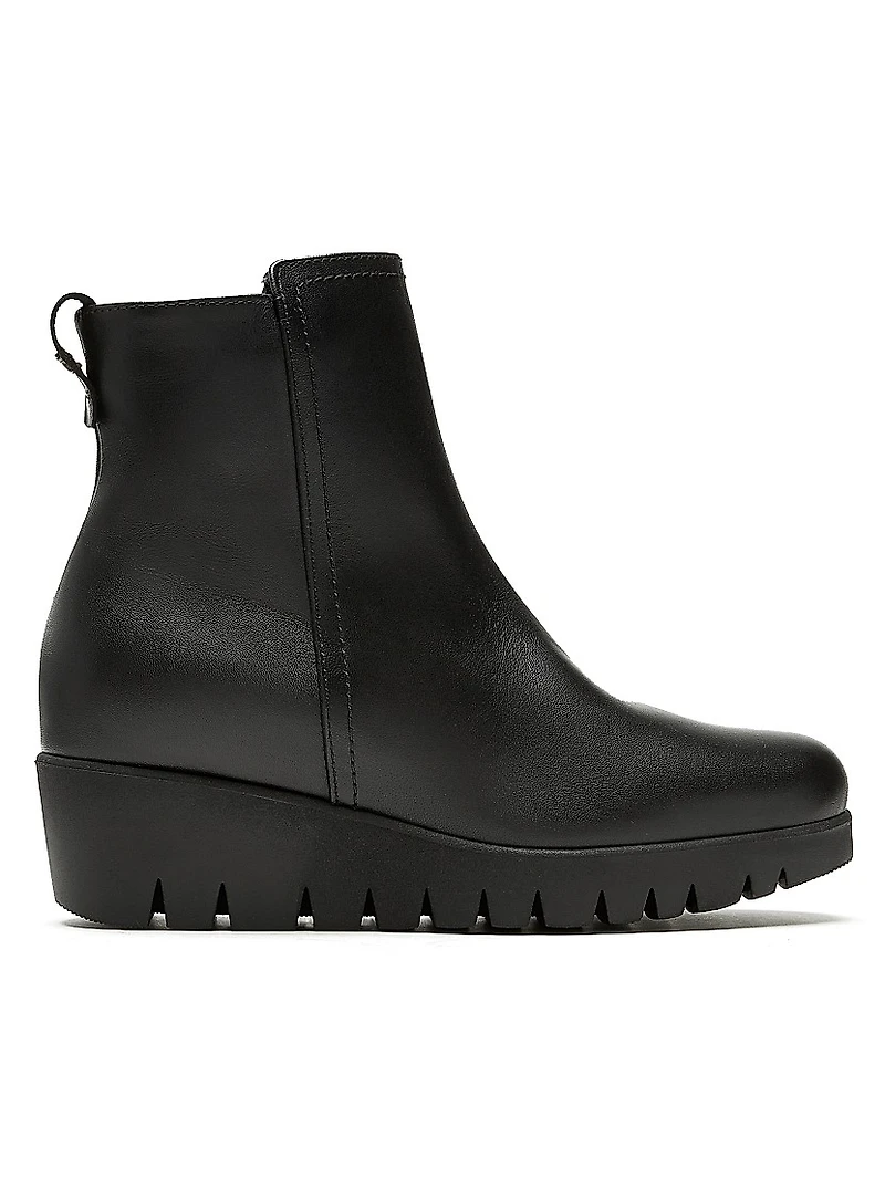 Teagan 40MM Waterproof Leather Wedge Booties