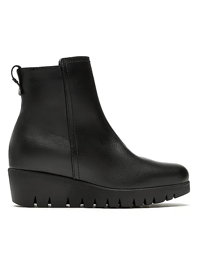 Teagan 40MM Waterproof Leather Wedge Booties